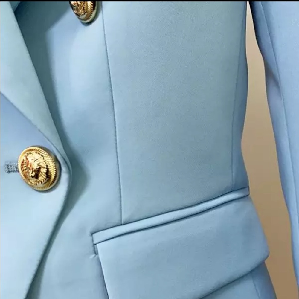 Light Blue Gold Buckle Blazer - Picture 4 of 4